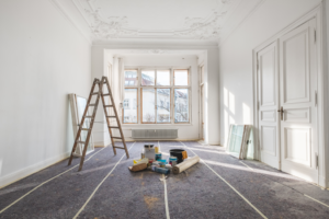 an older home’s interior being repainted